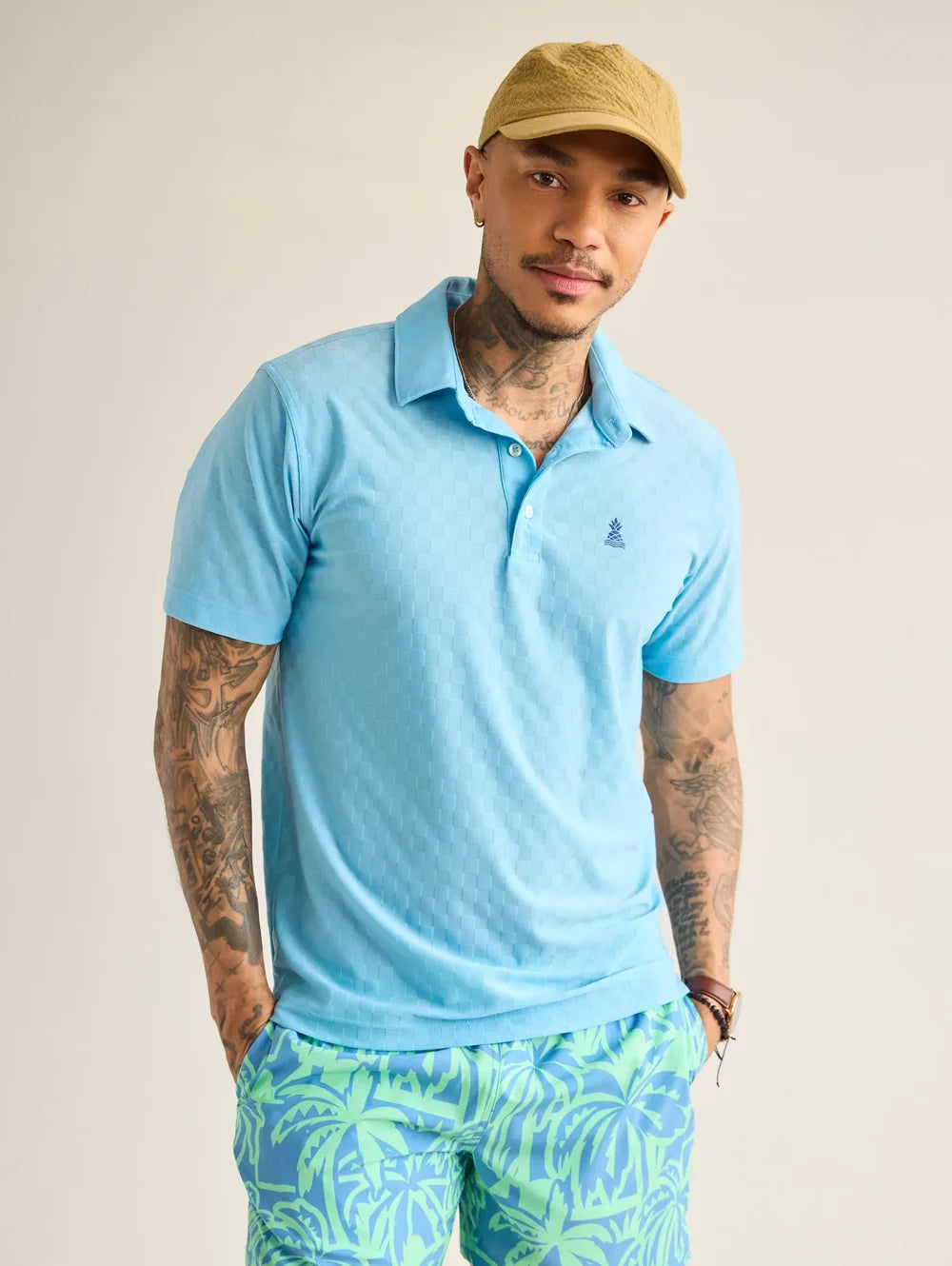The Afternoon Blue (Textured Performance Polo) - Image 2 - Chubbies Shorts