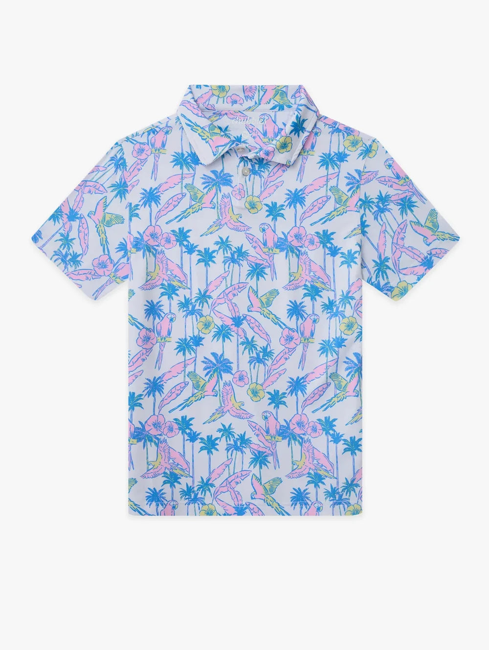 The Flock Party (Boys Performance Polo)- White - Image 1 - Chubbies Shorts