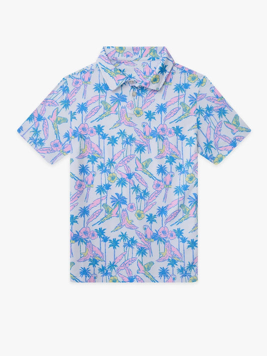 The Flock Party (Boys Performance Polo)- White - Image 1 - Chubbies Shorts