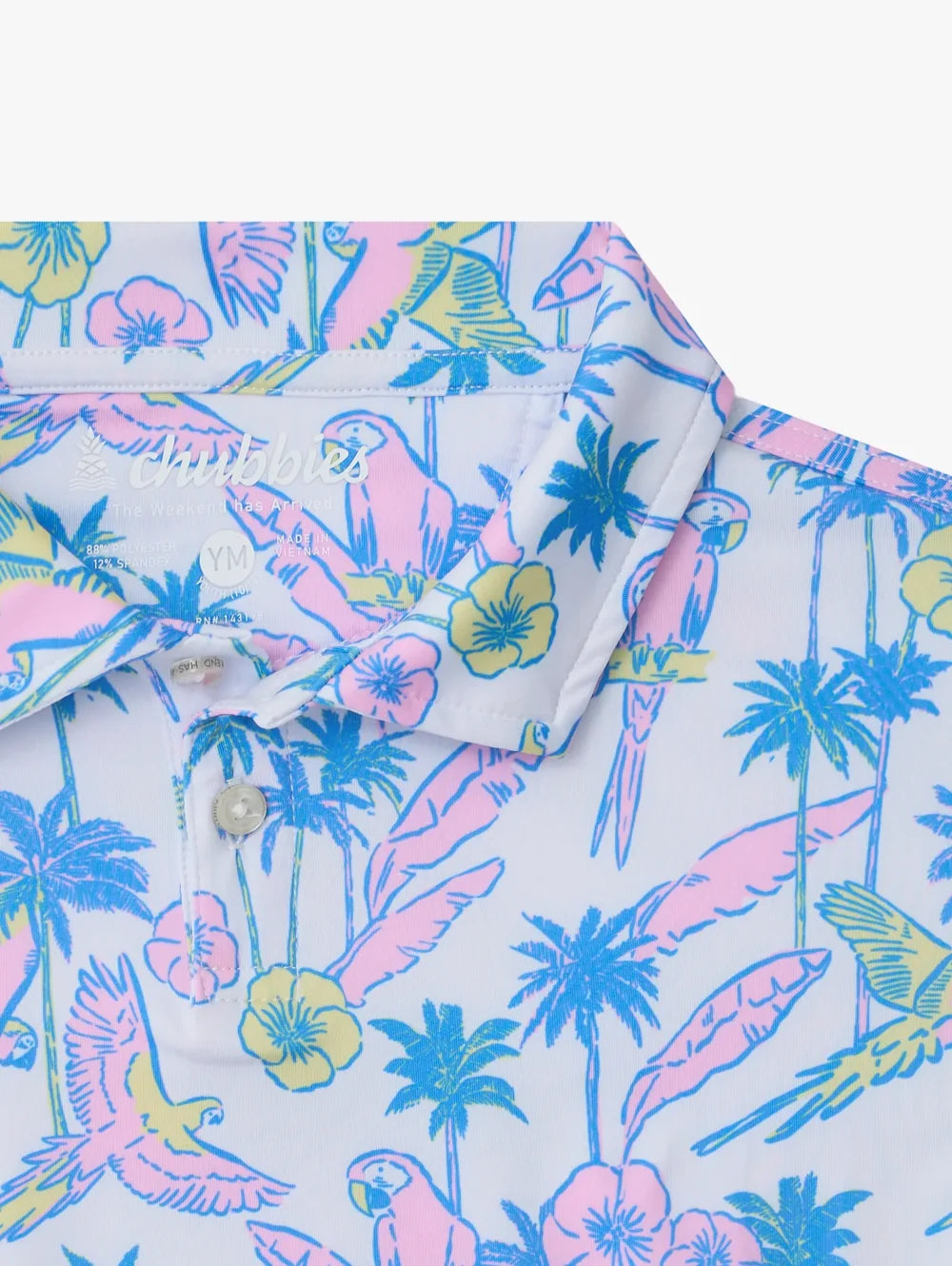 The Flock Party (Boys Performance Polo)- White - Image 3 - Chubbies Shorts