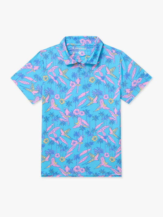 The Flock Party (Boys Performance Polo)- Turquoise - Image 1 - Chubbies Shorts