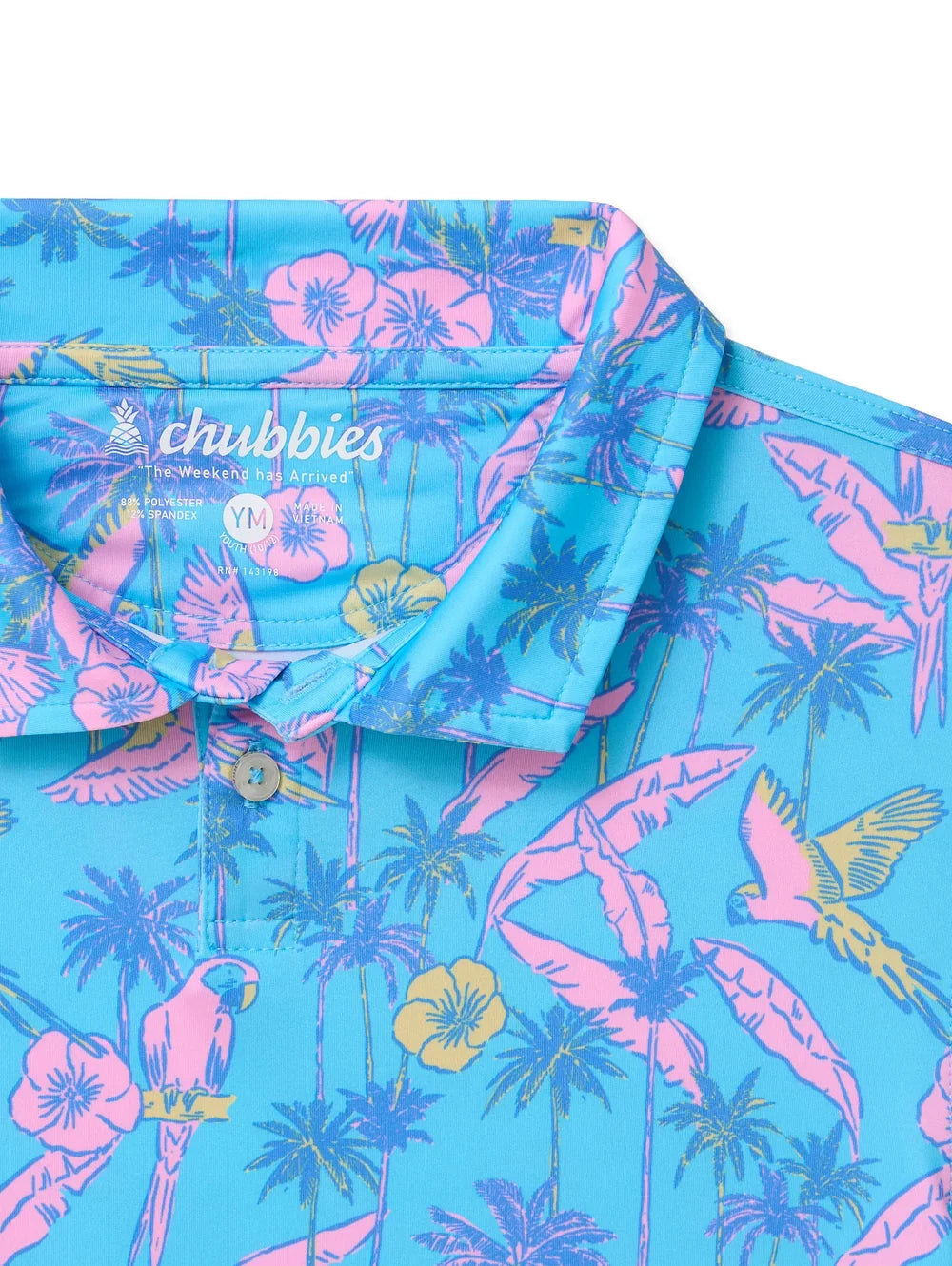 The Flock Party (Boys Performance Polo)- Turquoise - Image 2 - Chubbies Shorts