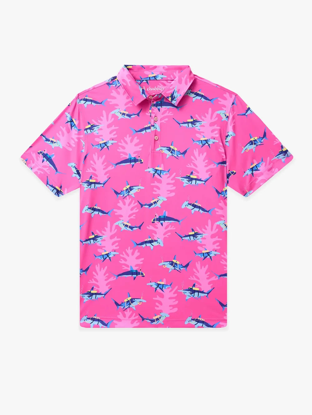 The Great Pink Shark (Performance Polo) - Image 1 - Chubbies Shorts