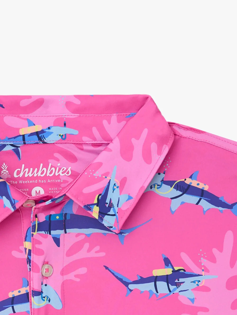The Great Pink Shark (Performance Polo) - Image 2 - Chubbies Shorts
