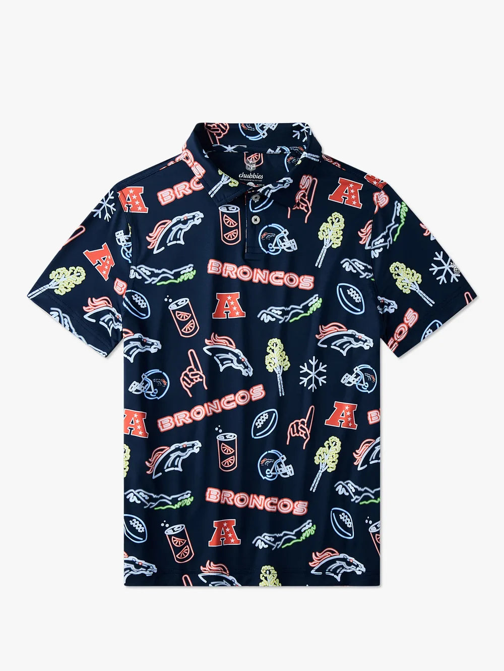 The Neon Broncos (NFL Boys Performance Polo) - Image 1 - Chubbies Shorts