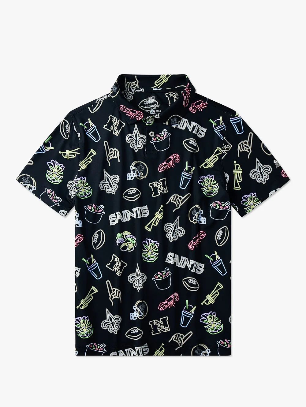The Neon Saints (NFL Boys Performance Polo) - Image 1 - Chubbies Shorts
