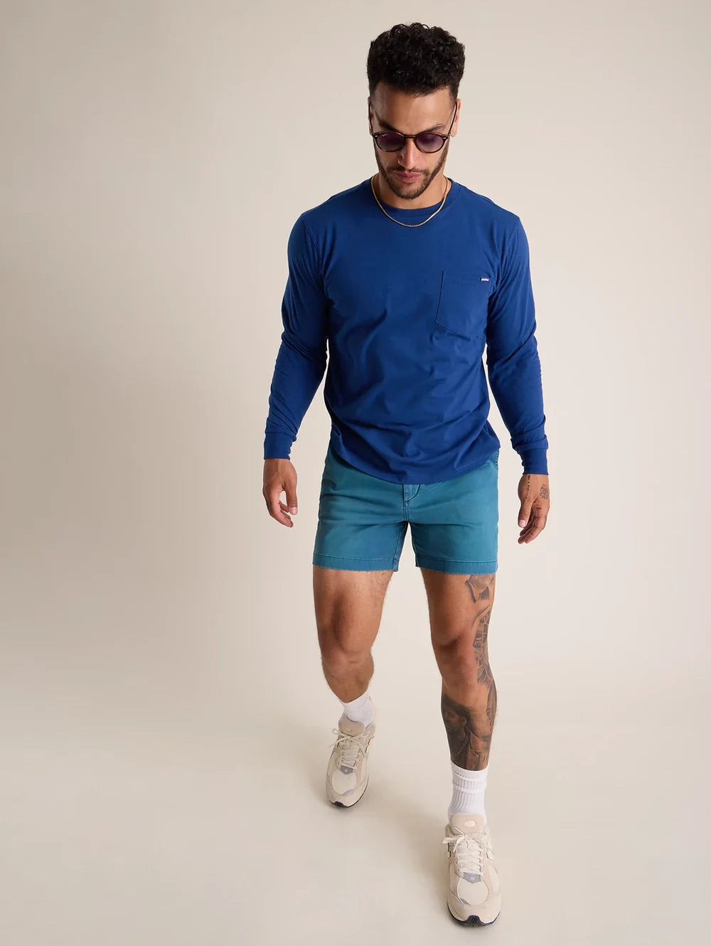 The Classic (L/S Pocket T-Shirt) - Navy - Image 4 - Chubbies Shorts
