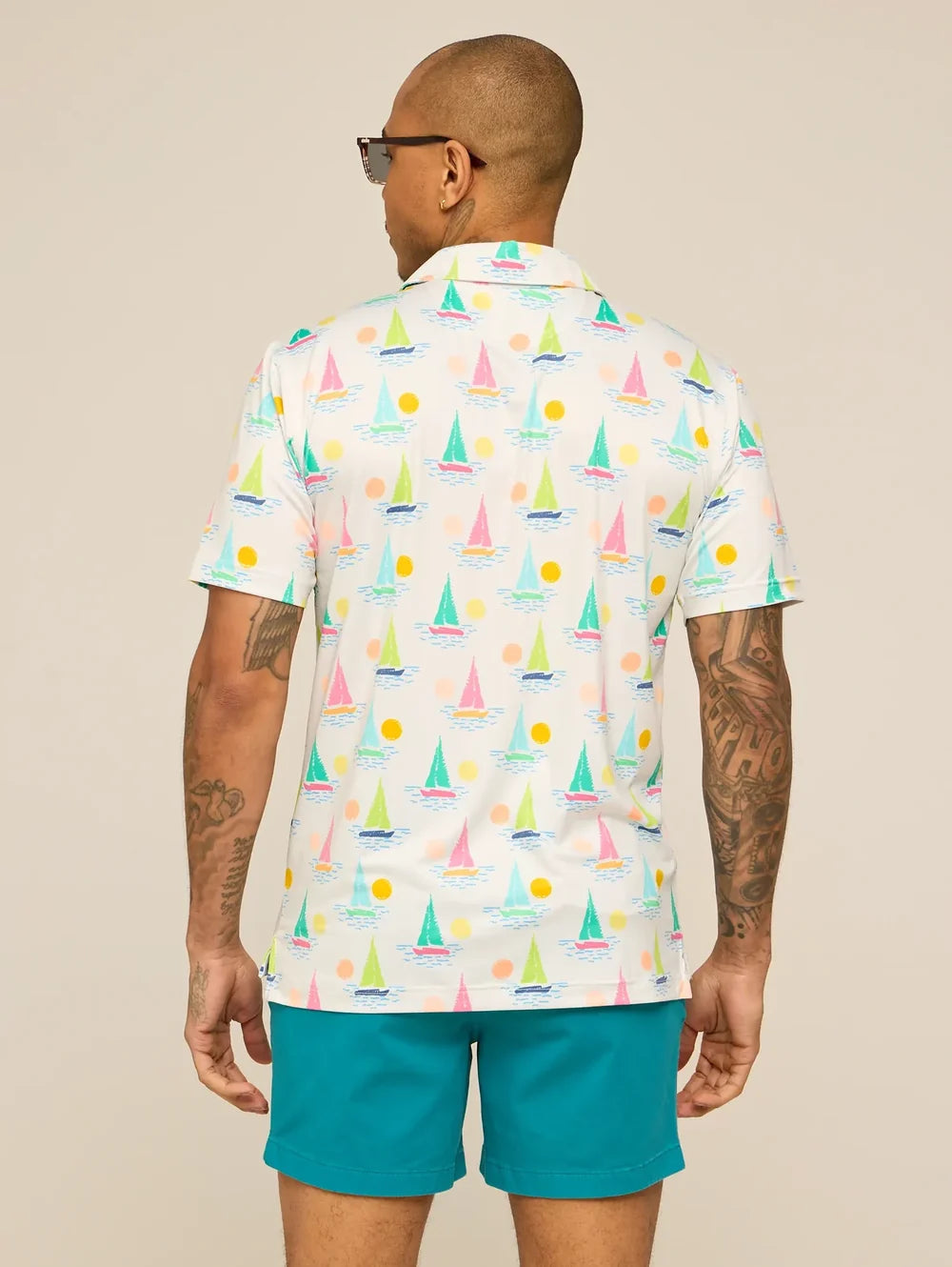The Come Sail Away (Performance Polo)- White - Image 2 - Chubbies Shorts