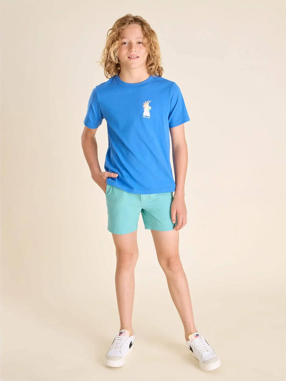 The Cool Rooster (Boys Non Pocket T-Shirt) - Royal Blue - Image 4 - Chubbies Shorts