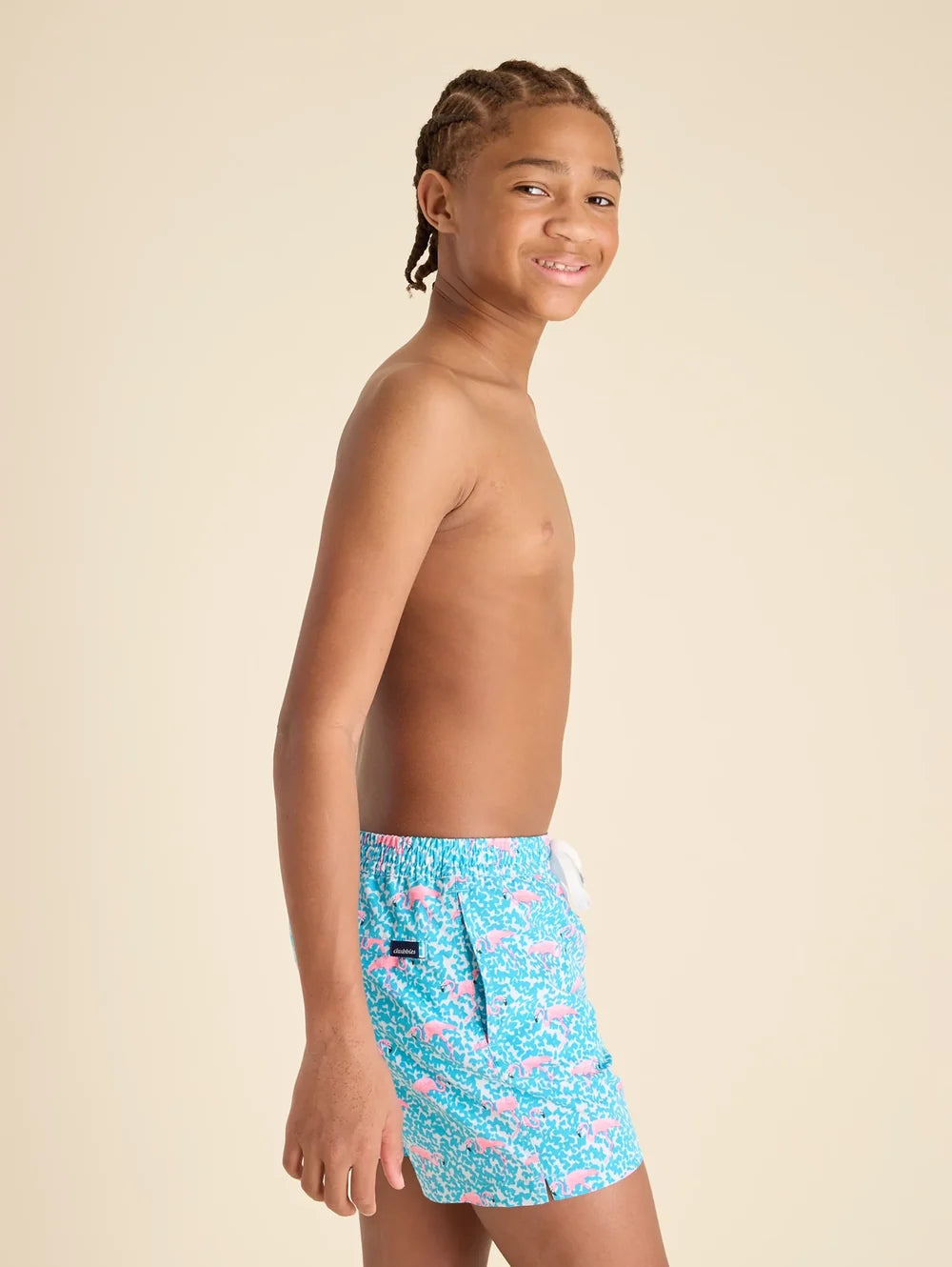 The Domingos Are For Flamingos (Boys Lined Classic Swim Trunk- Shorter) - Image 3 - Chubbies Shorts