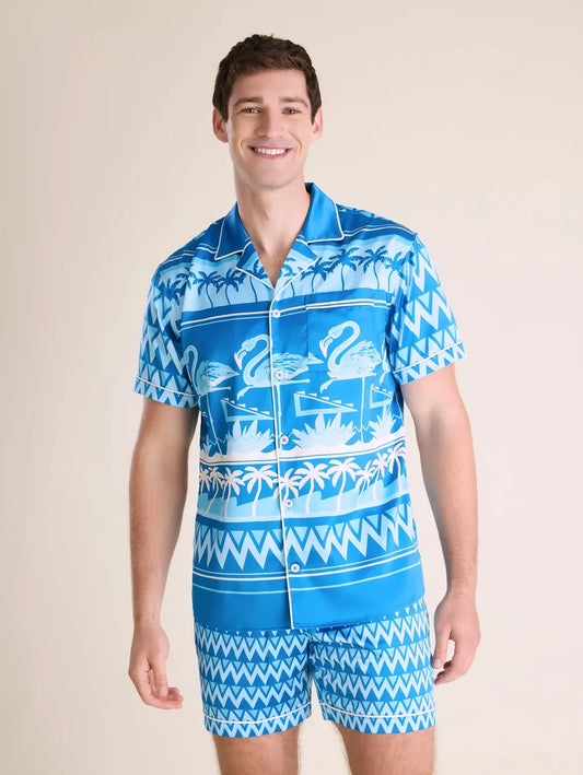 The Fly-Mingo- Blue (Satin Sleep Shirt) - Image 1 - Chubbies Shorts