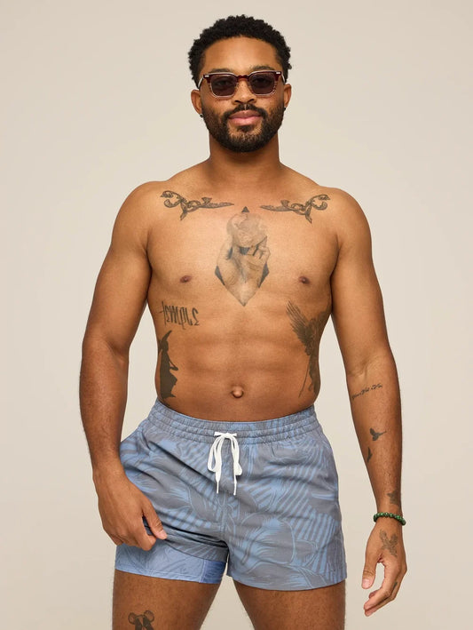 The Indigo Crazies 4" (Classic Lined Swim Trunk) - Image 1 - Chubbies Shorts