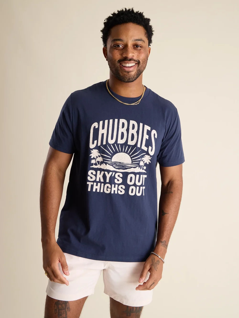 The No Brainer (Non Pocket Graphic T-Shirt) - Navy - Image 4 - Chubbies Shorts