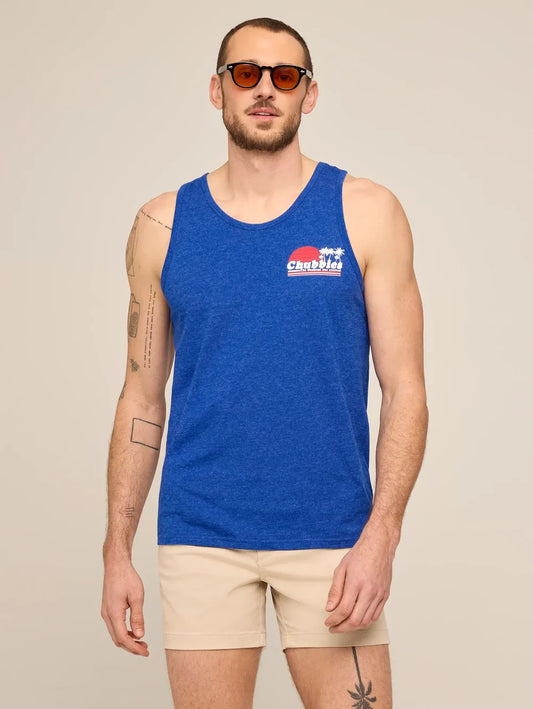 The Ol' College Try (Non Pocket Graphic Tank)- Dark Blue - Image 1 - Chubbies Shorts