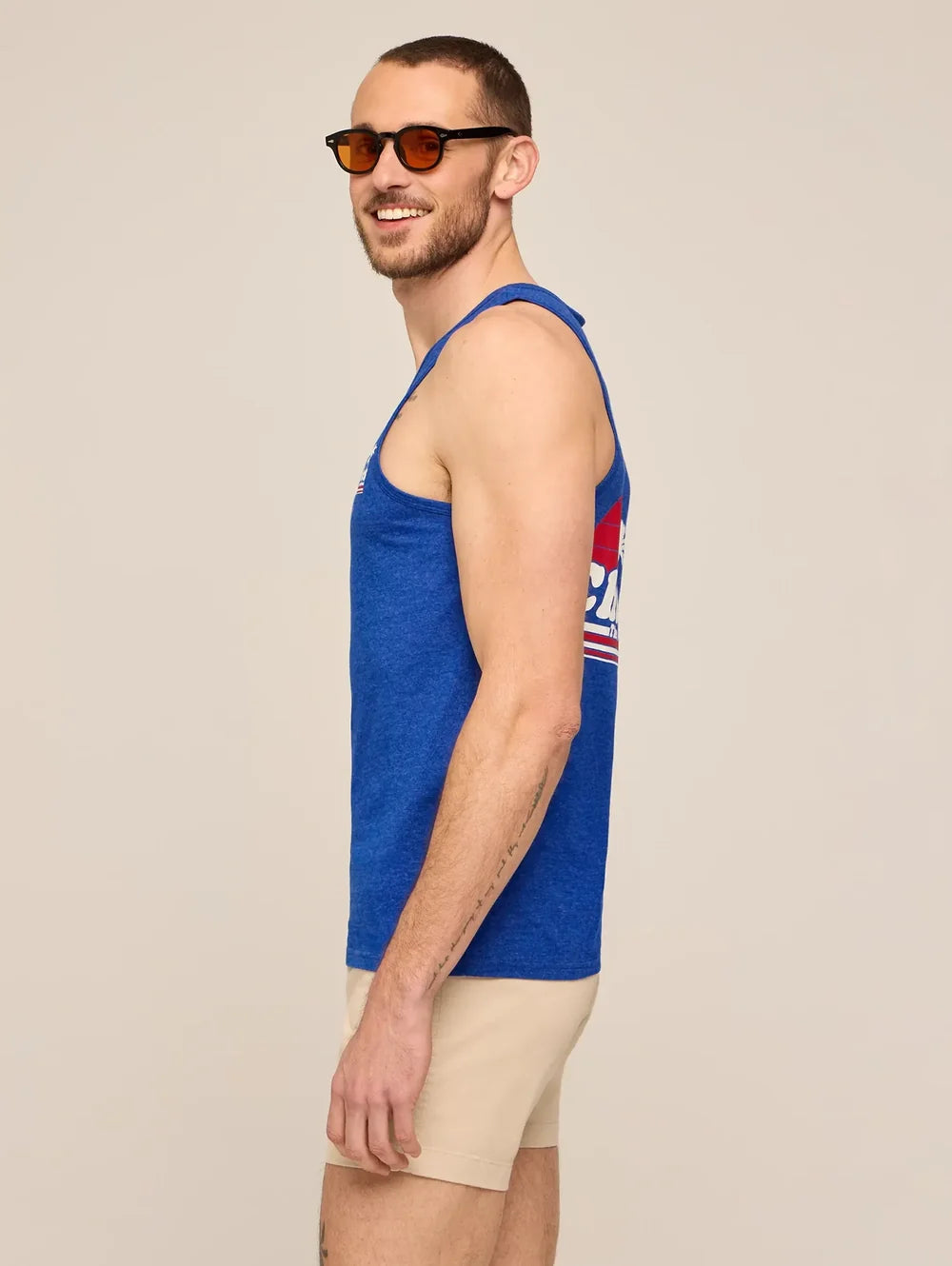 The Ol' College Try (Non Pocket Graphic Tank)- Dark Blue - Image 3 - Chubbies Shorts