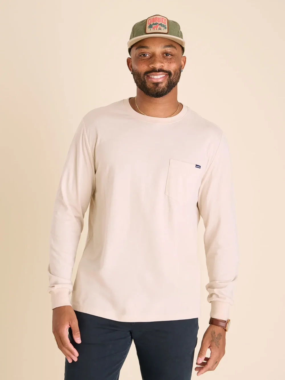 The Perfectly Oat-ay (L/S Pocket T-Shirt) - Image 1 - Chubbies Shorts