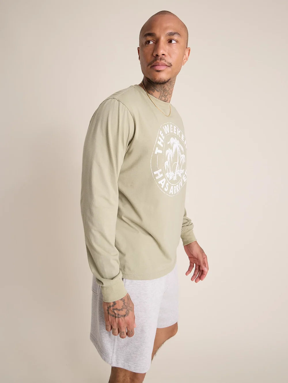 The Relaxer (L/S Non Pocket T-Shirt) - Olive Green - Image 4 - Chubbies Shorts