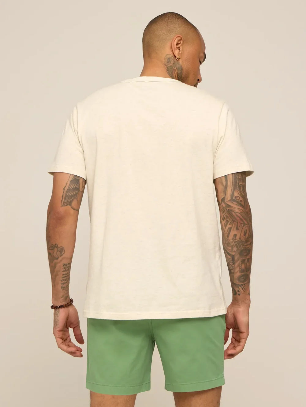 The 24/7, 365 (Essential Non Pocket T-Shirt)- Oatmilk Heather - Image 2 - Chubbies Shorts