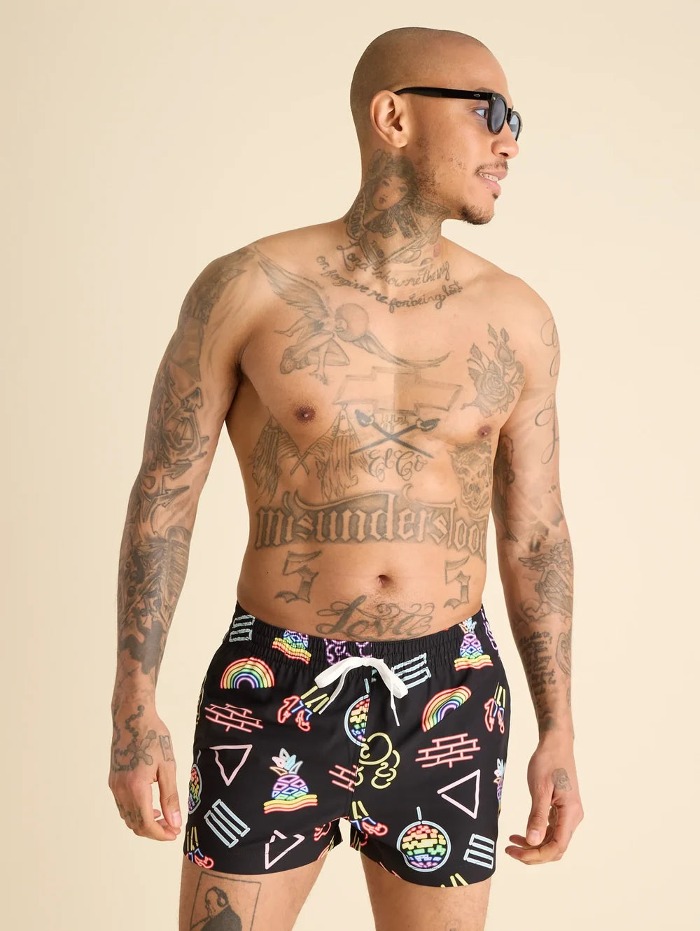 The Neon Pride 4" (Classic Lined Swim Trunks) - Image 4 - Chubbies Shorts