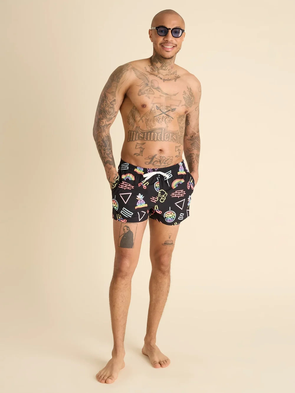 The Neon Pride 4" (Classic Lined Swim Trunks) - Image 5 - Chubbies Shorts