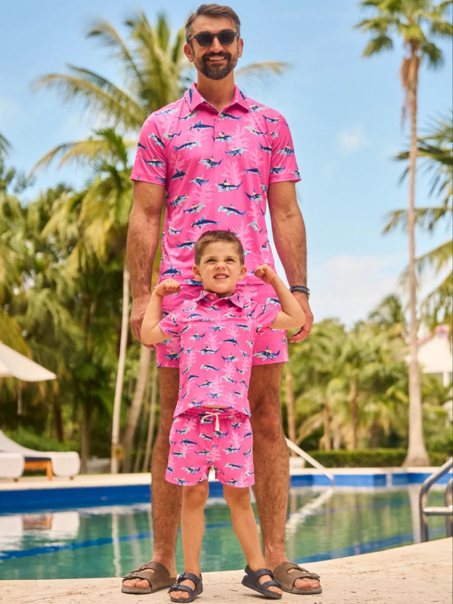 The Great Pink Shark (Boys Performance Polo) - Image 2 - Chubbies Shorts