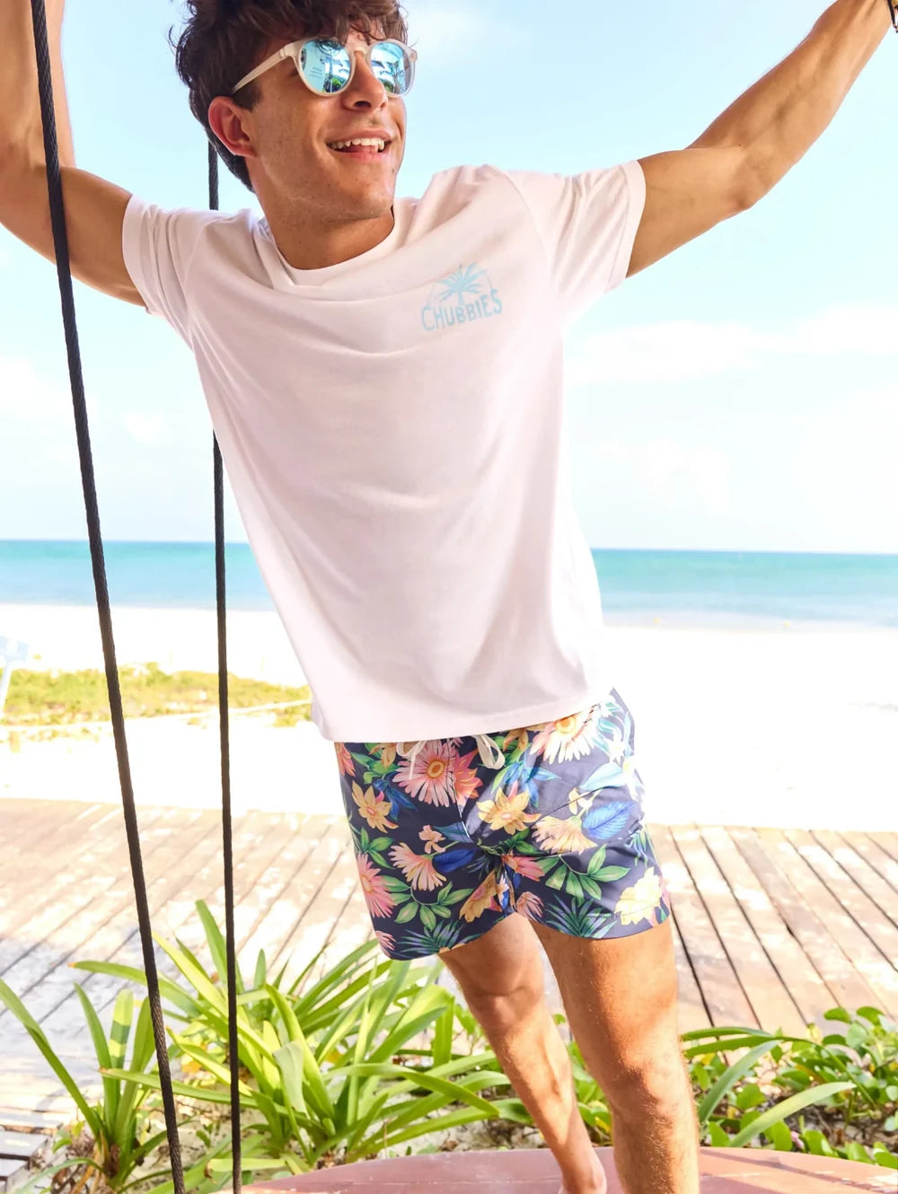 The Going in the Duffle (Non Pocket Graphic T-Shirt) - Pure White - Image 1 - Chubbies Shorts