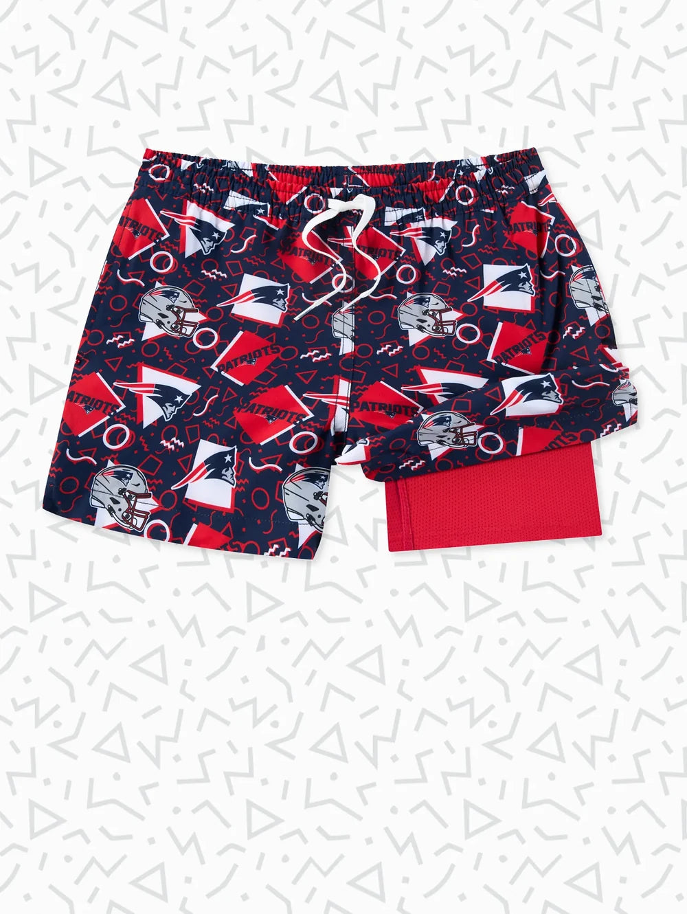 The Patriots Game Day Fit (Boys Classic Lined Trunk) - Image 1 - Chubbies Shorts