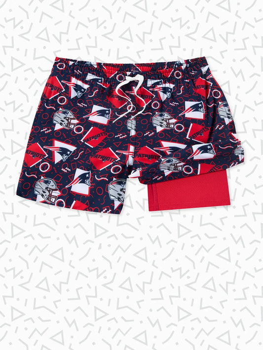 The Patriots Game Day Fit (Boys Classic Lined Trunk) - Image 1 - Chubbies Shorts