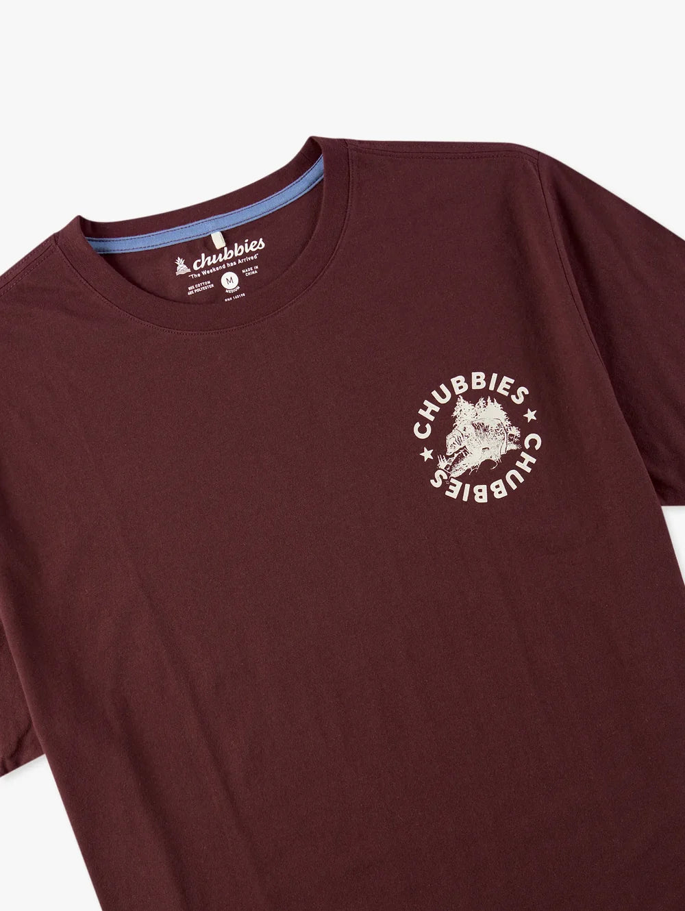The Rough n' Tumble (Non Pocket Graphic Tee) - Burgundy - Image 3 - Chubbies Shorts