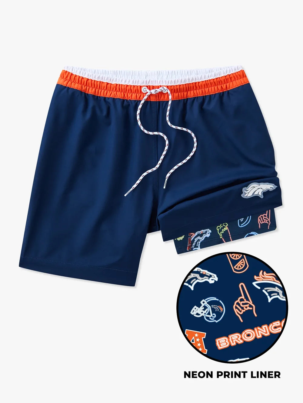 The Broncos 5.5" (NFL Classic Lined Swim Trunks) - Image 1 - Chubbies Shorts