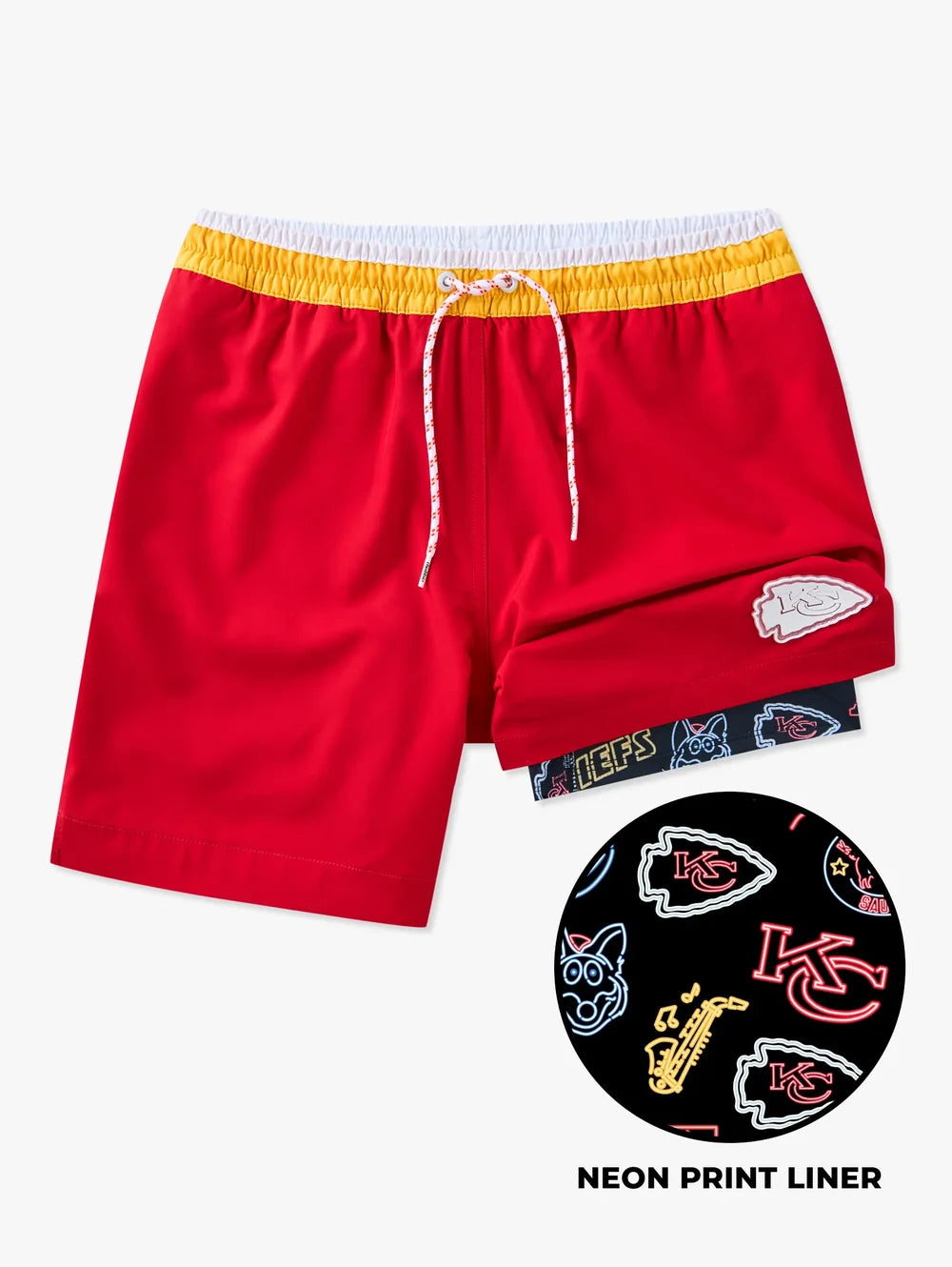 The Chiefs 5.5" (NFL Classic Lined Swim Trunks) - Image 1 - Chubbies Shorts
