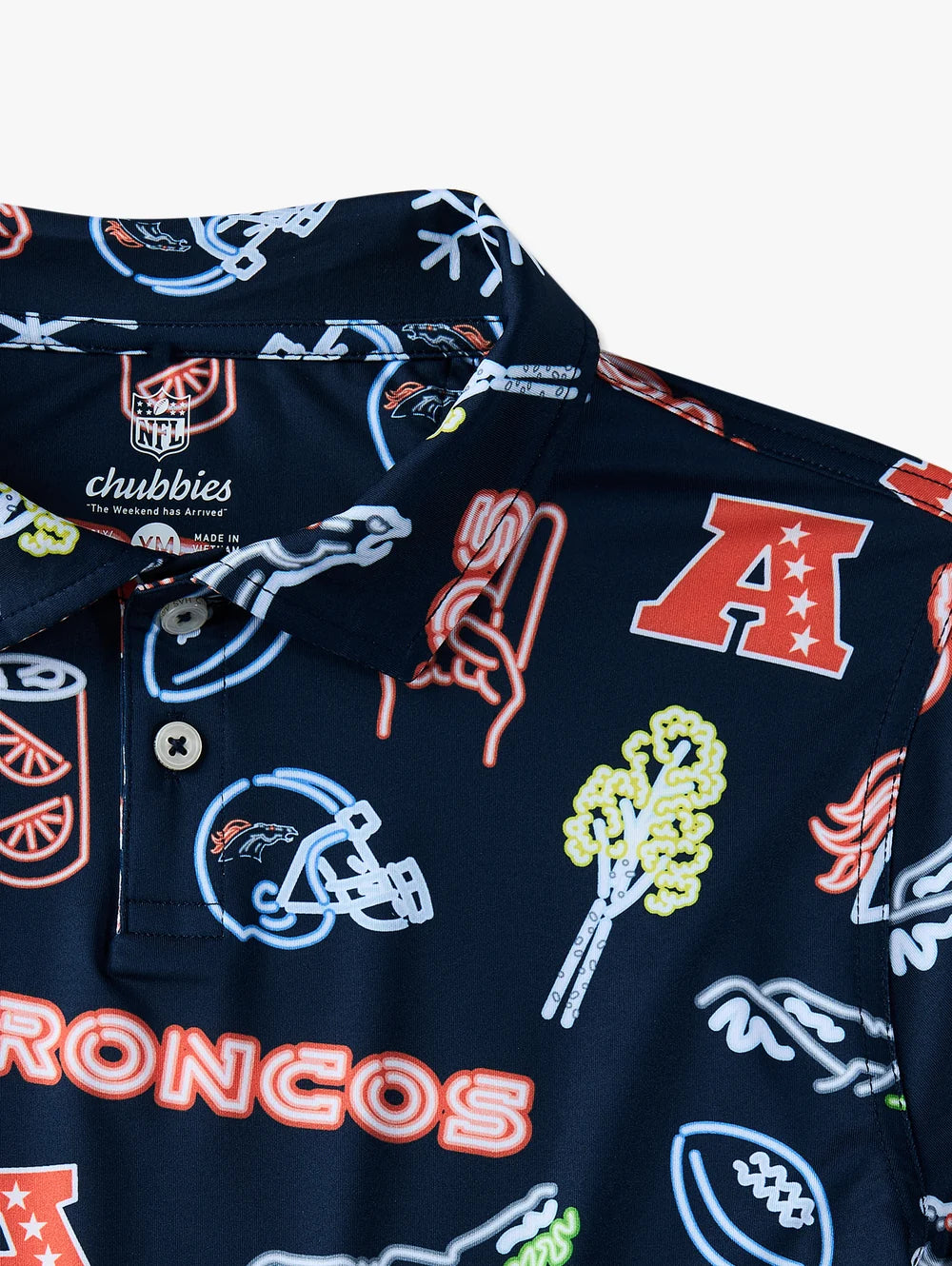 The Neon Broncos (NFL Boys Performance Polo) - Image 2 - Chubbies Shorts