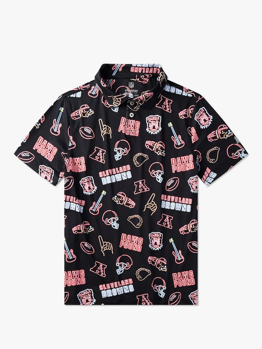 The Neon Browns (NFL Boys Performance Polo) - Image 1 - Chubbies Shorts