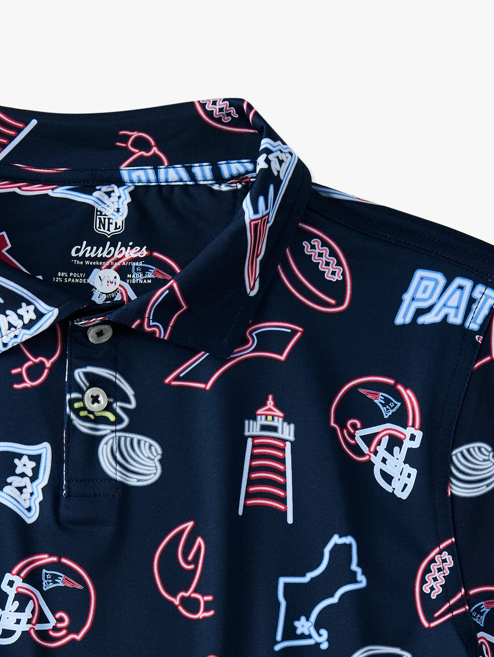 The Neon Patriots (NFL Boys Performance Polo) - Image 2 - Chubbies Shorts