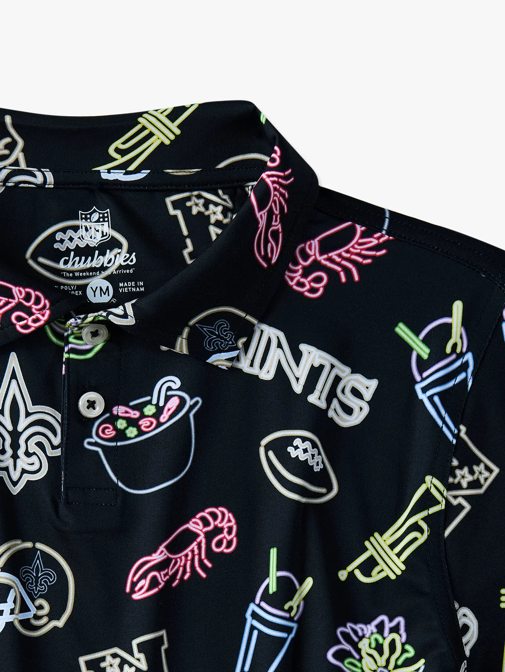 The Neon Saints (NFL Boys Performance Polo) - Image 2 - Chubbies Shorts